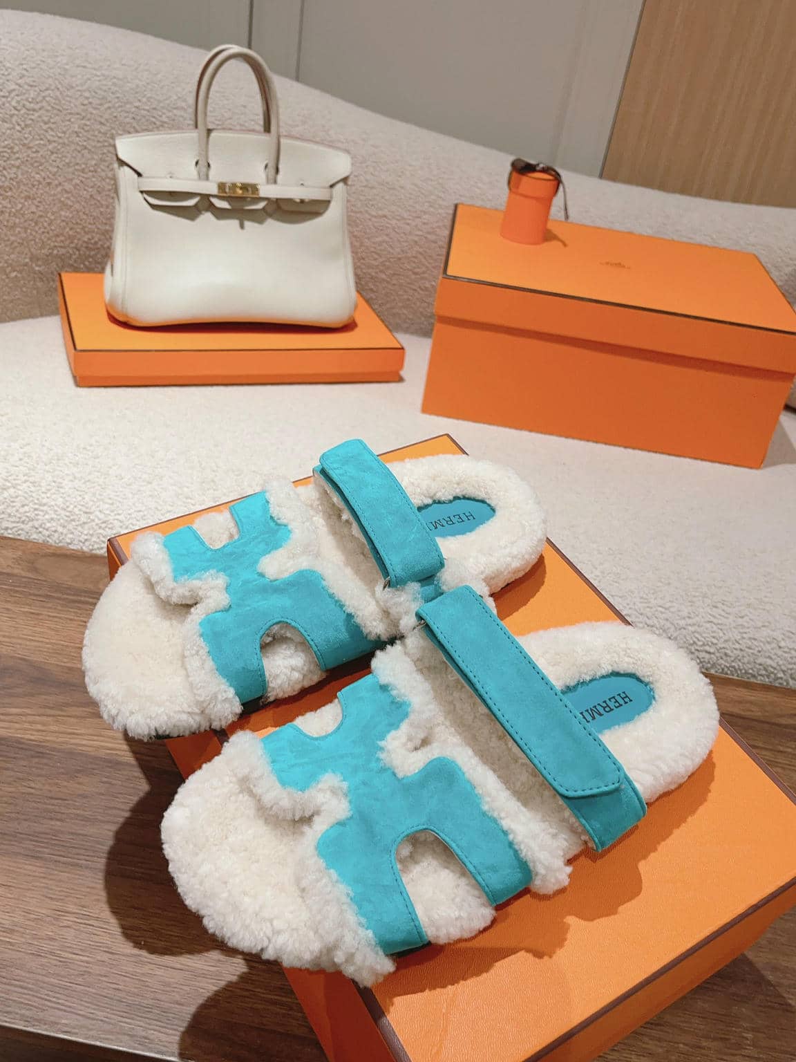 Hermès fur slippers-28